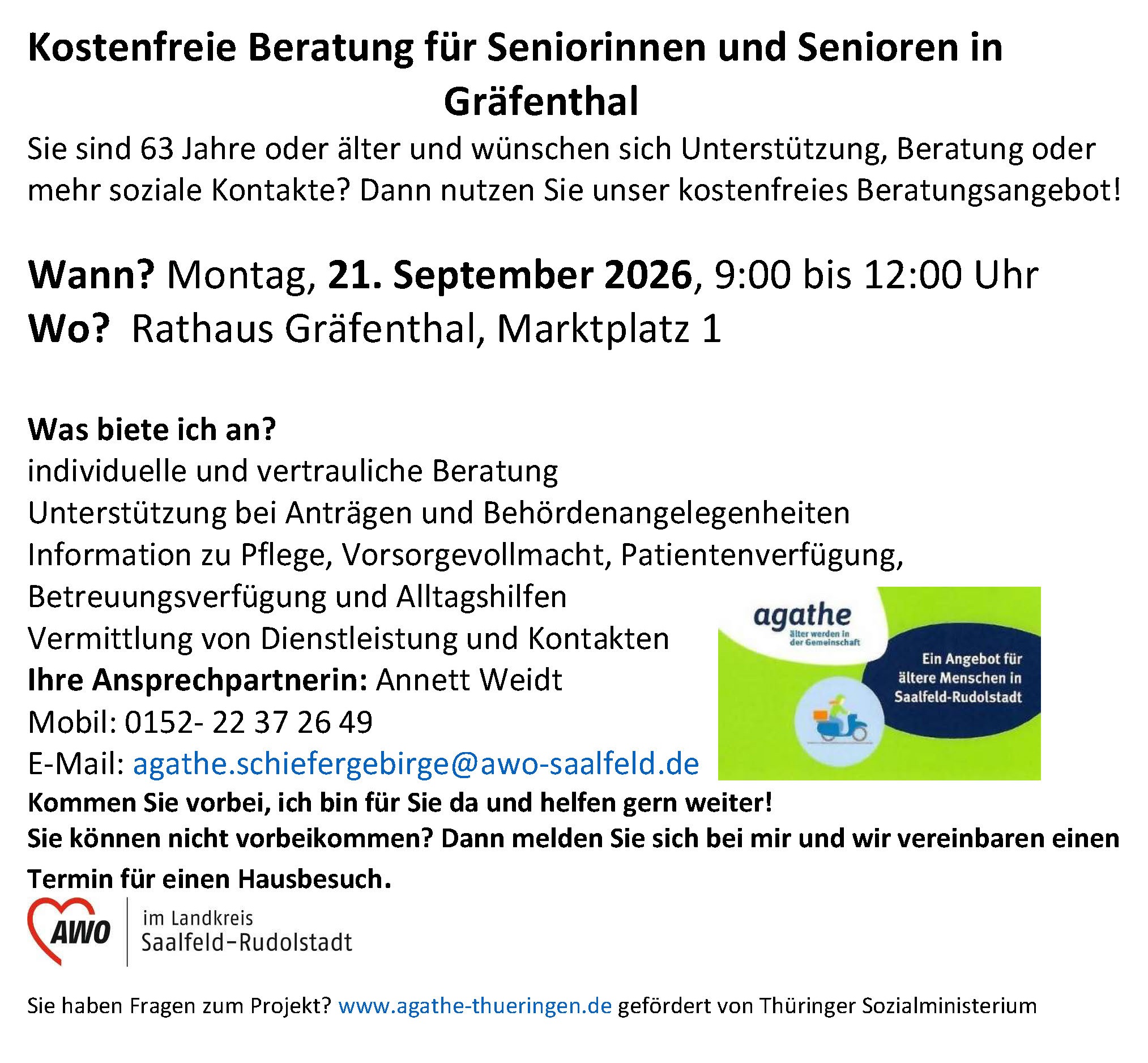 Kostenfreie Beratung für Seniorinnen und Senioren in Gräfenthal